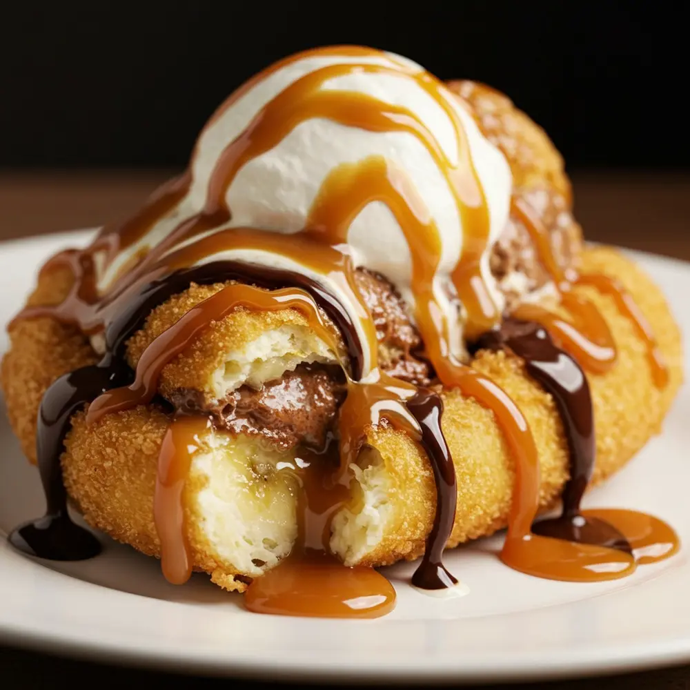Air Fryer Banana Split: The Ultimate Gooey, Guilt-Free Dessert 7 Close-up of an air fried banana split with melted chocolate chips, golden marshmallows, and a drizzle of peanut butter inside a caramelized banana.