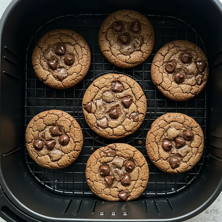 Air Fryer Chocolate Chip Cookies Ingredients for air fryer cookies including butter, chocolate chips, and eggs