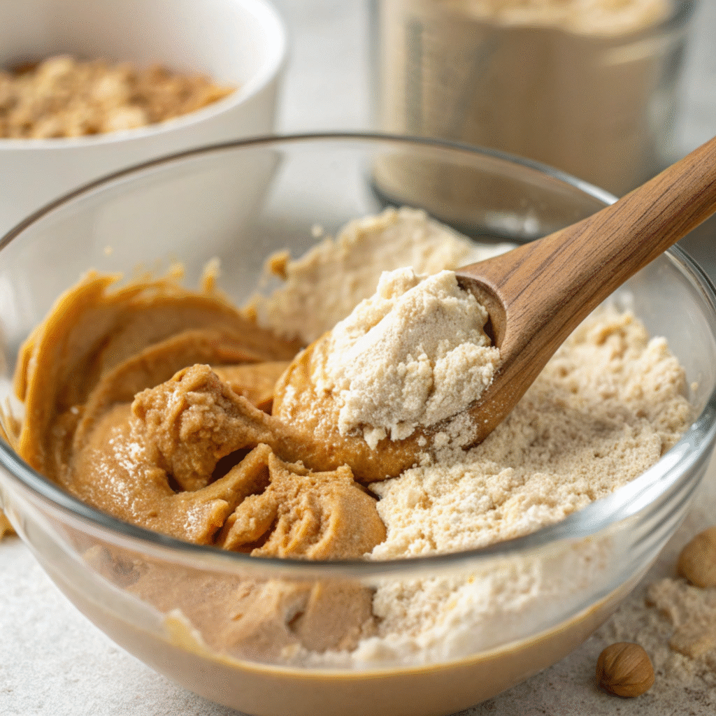 Air Fryer Peanut Butter Protein Cookie “Mixing peanut butter and protein powder”