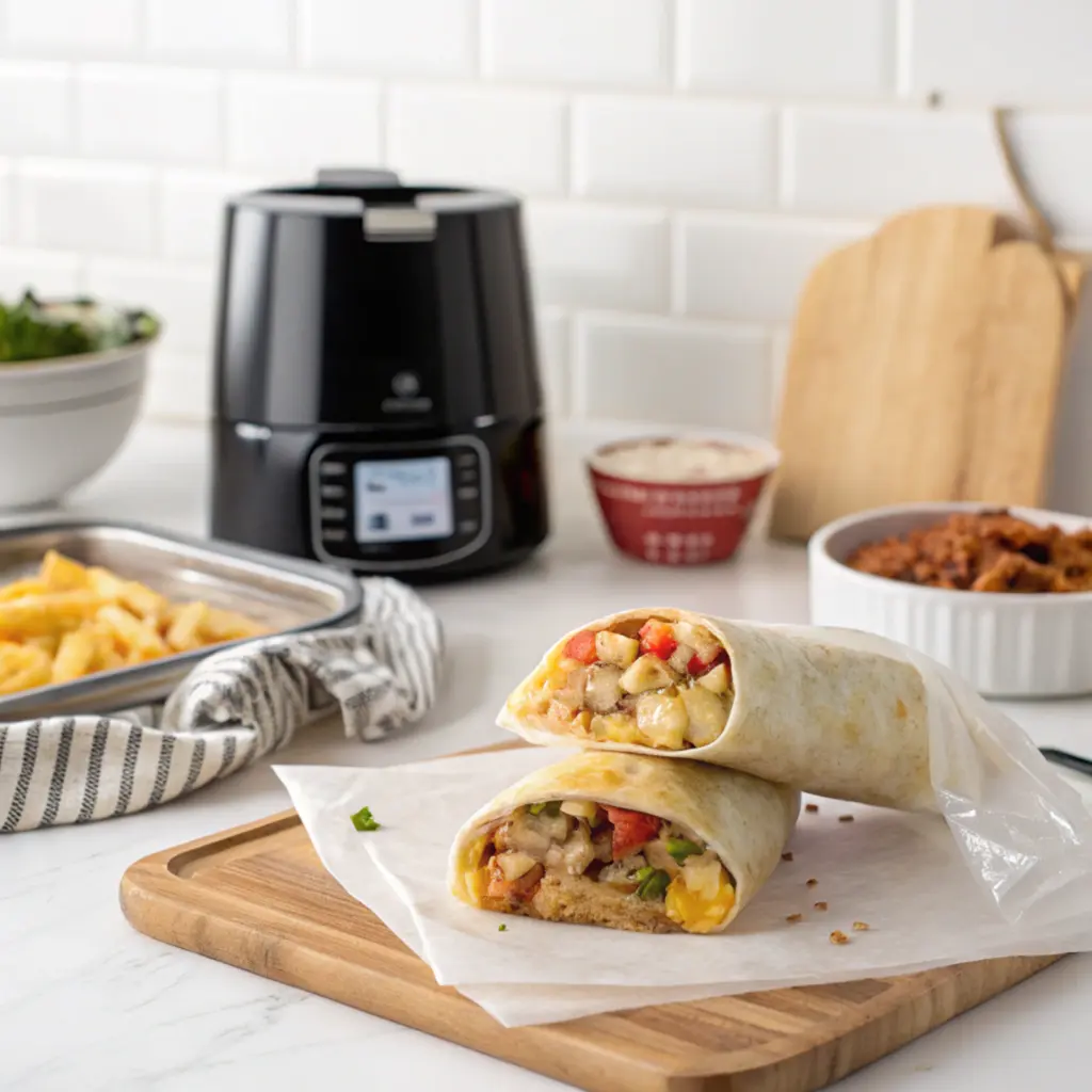 Air Fryer Frozen Breakfast Burritos frozen burrito ingredients with air fryer