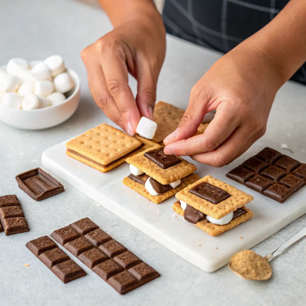 Air Fryer S’mores Cookie fresh from air fryer with gooey marshmallow