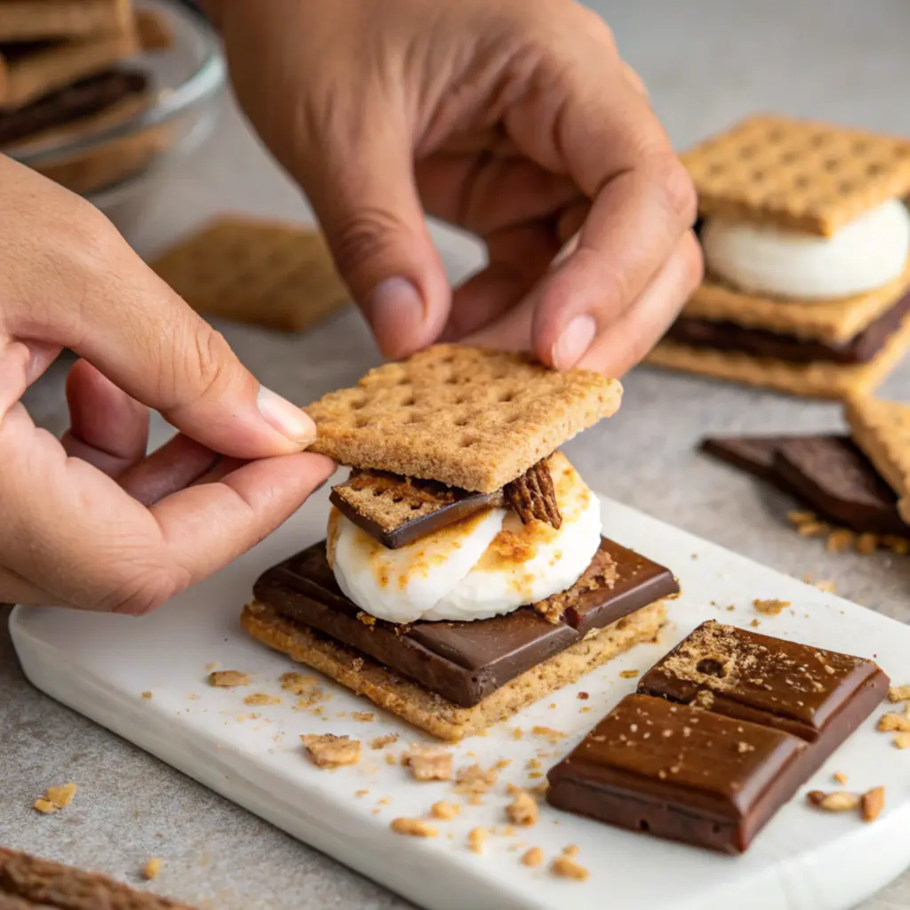 Assembling s’mores center