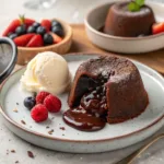 Air Fryer Lava Cakes Served lava cake with ice cream