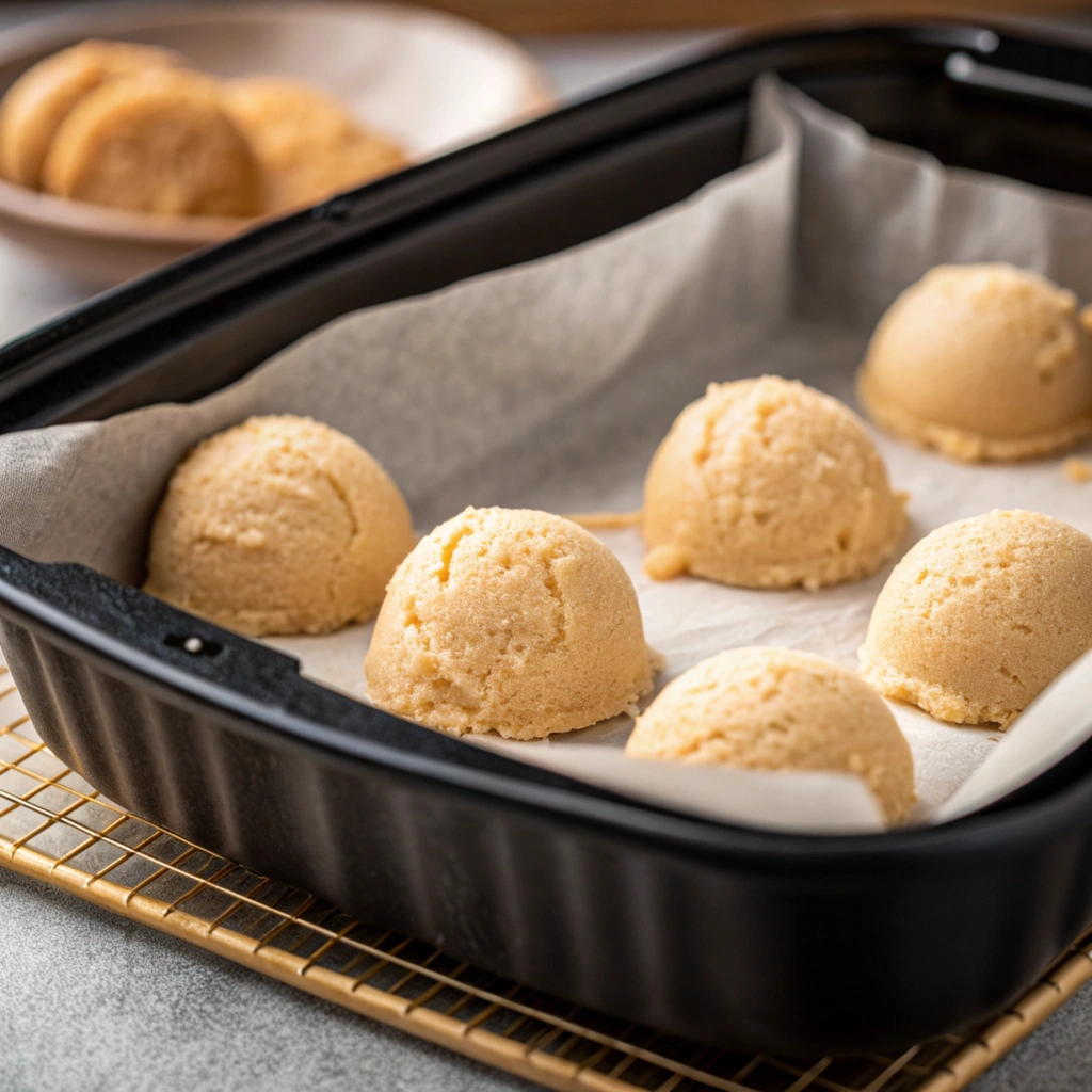 Air Fryer Sugar Cookies Cookie dough in air fryer basket