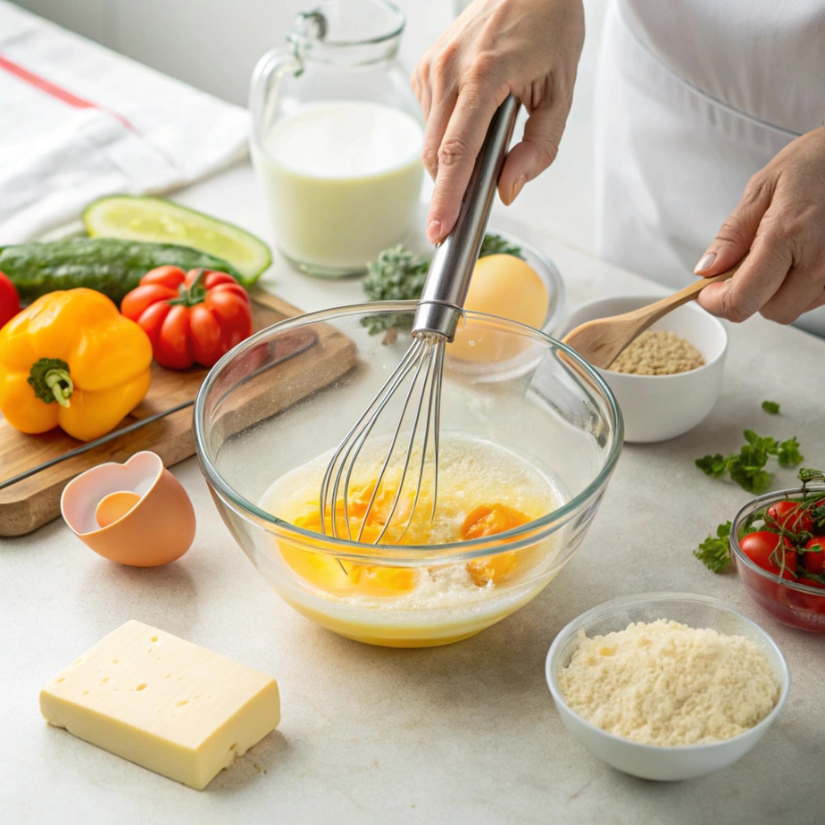 Air Fryer Frittata Muffins Mixing Egg Batter for Frittata Muffins