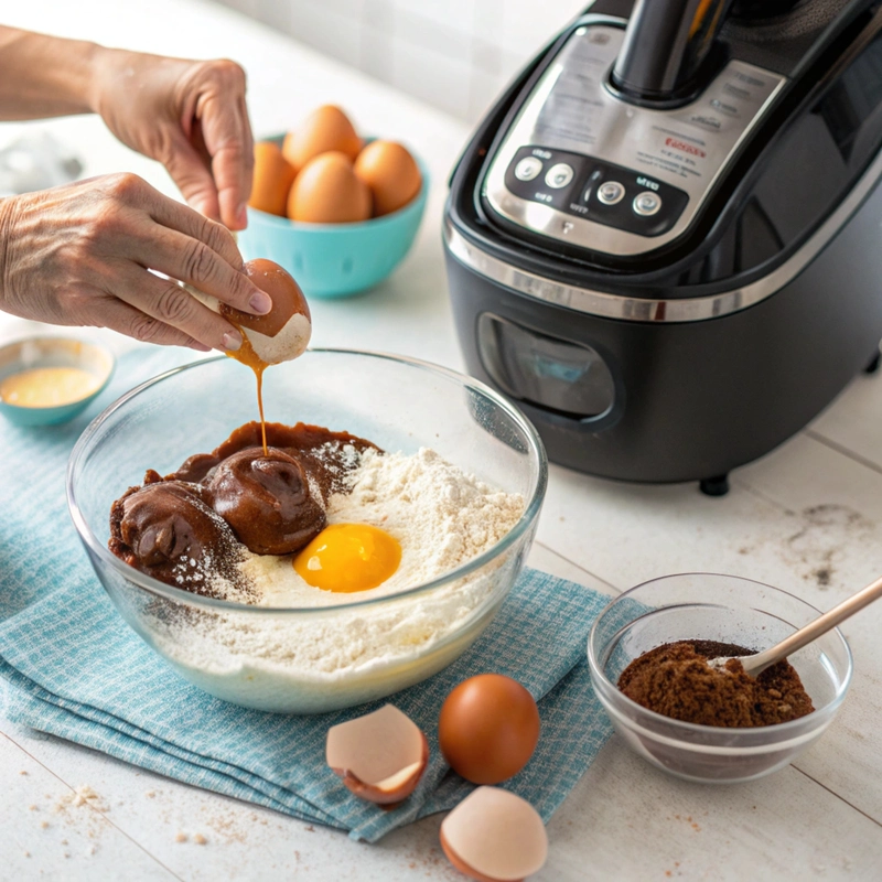 3 Ingredient Airfryer Chocolate Cake Mixing batter for 3 Ingredient Airfryer Chocolate Cake