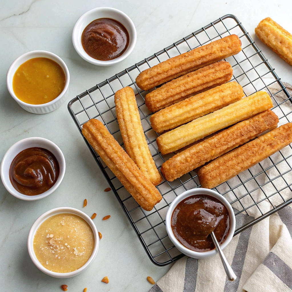 Air Fryer Crumpet Churros serving air fryer crumpet churros
