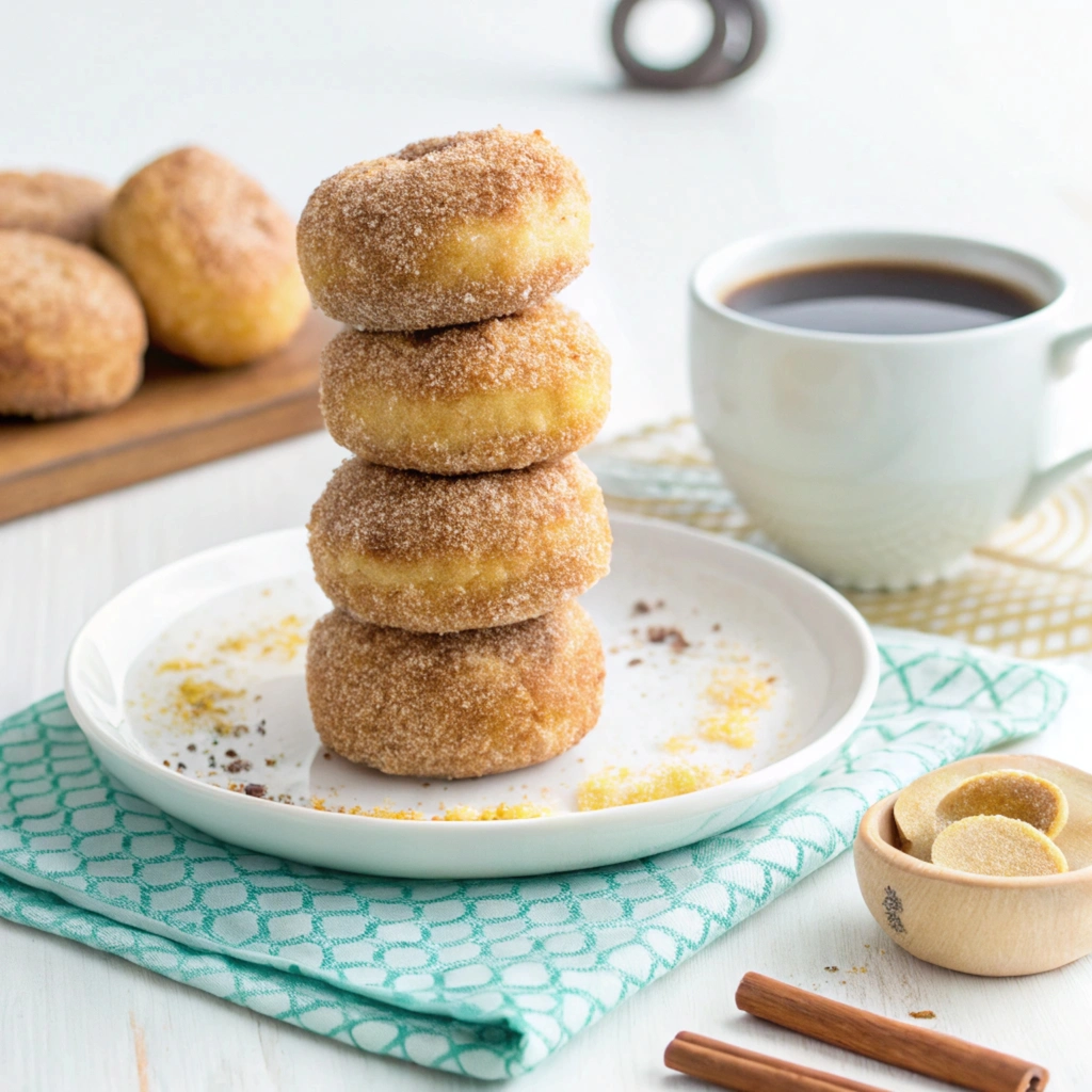 air fryer banana donut holes serving air fryer banana donut holes with coffee