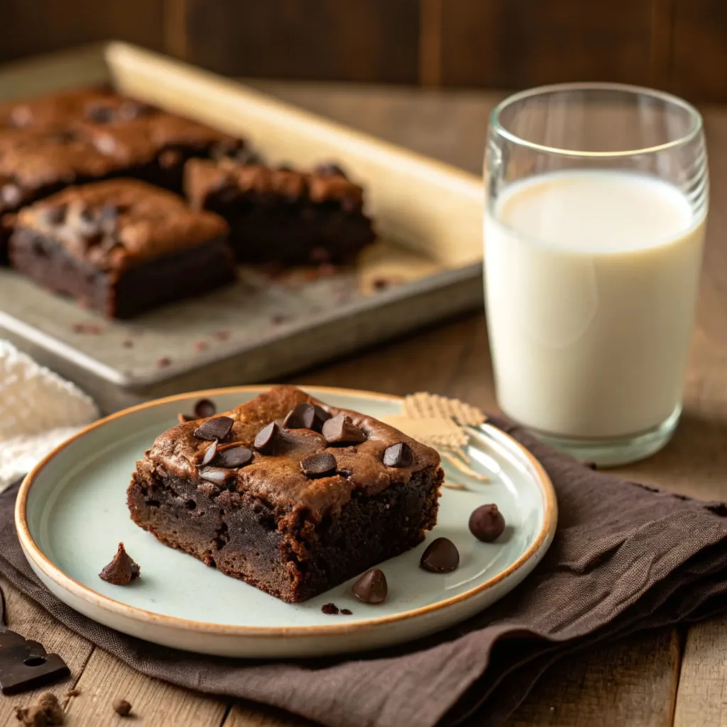 Air fryer brownies serving of brownie with milk
