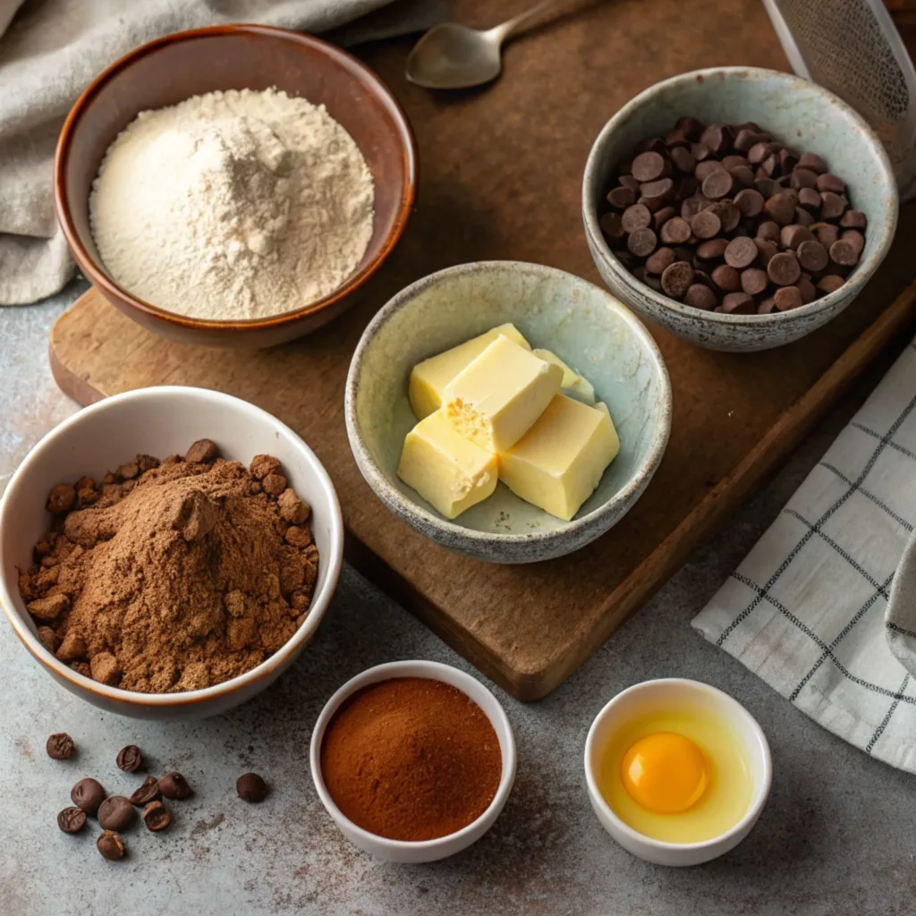 Air fryer brownies brownie ingredients laid out