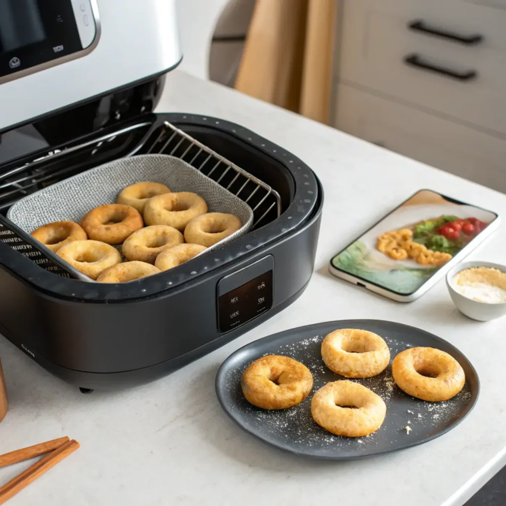 Air fryer donuts cooking air fryer donuts in basket