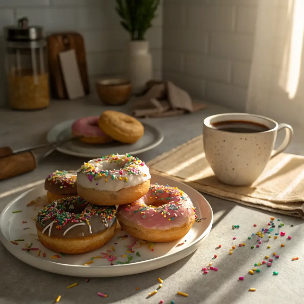 Air fryer donuts serving glazed air fryer donuts