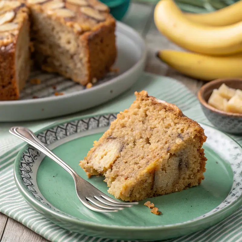 Slice of Air Fryer Banana Cake