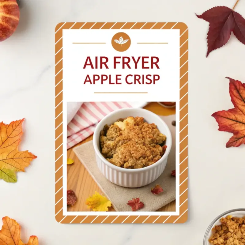 served air-fryer apple crisp with ice cream