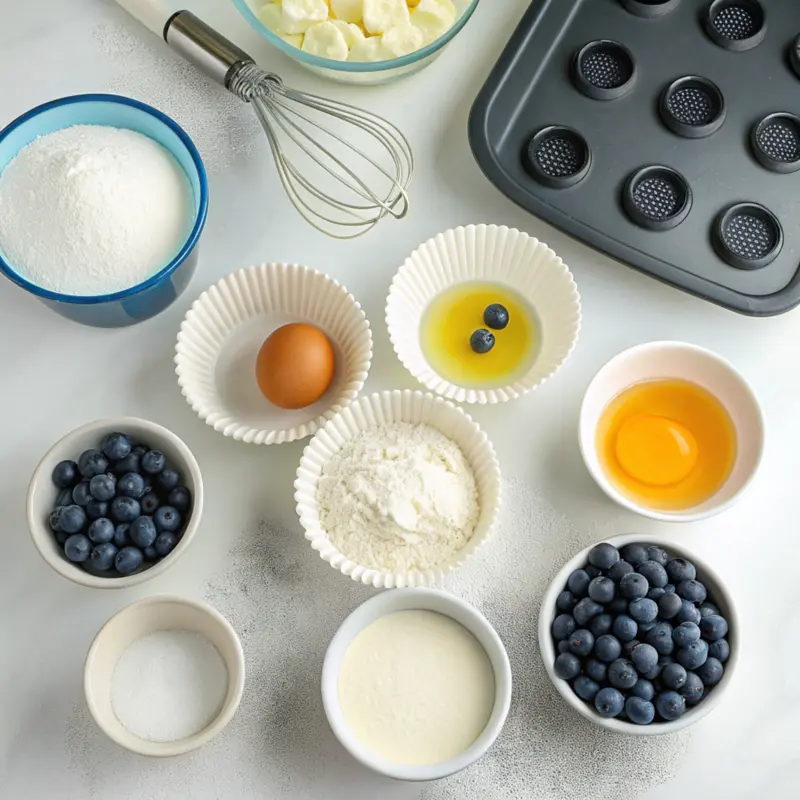 Air Fryer Blueberry Muffins ngredients for air fryer blueberry muffins