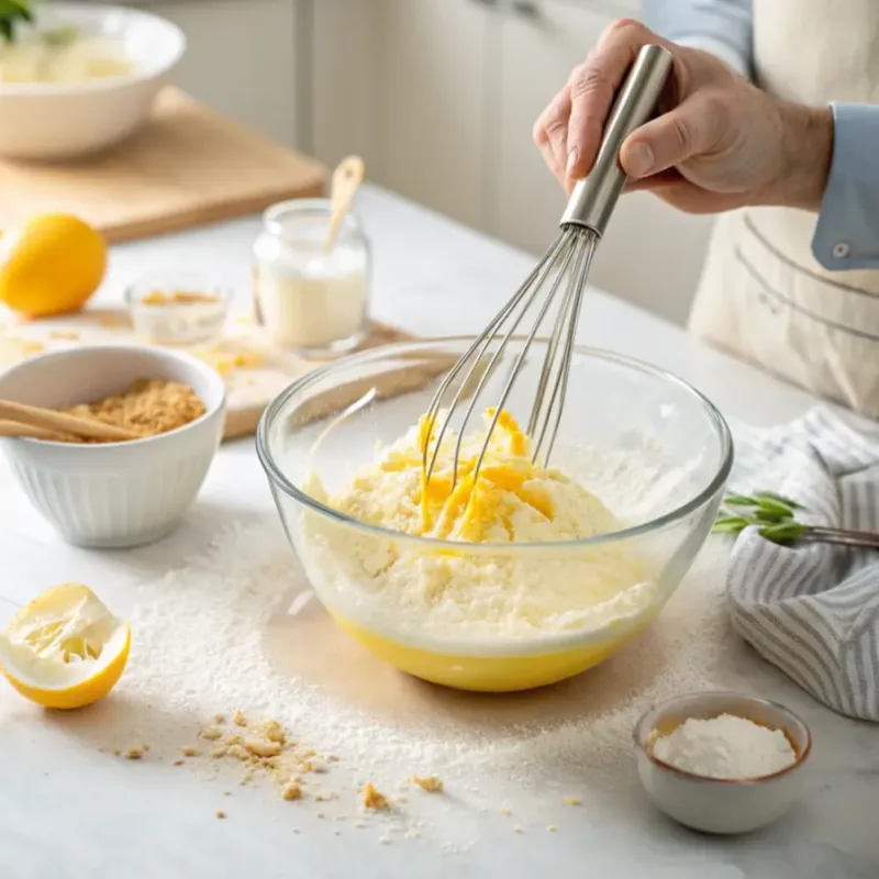 Mixing air fryer lemon pound cake batter