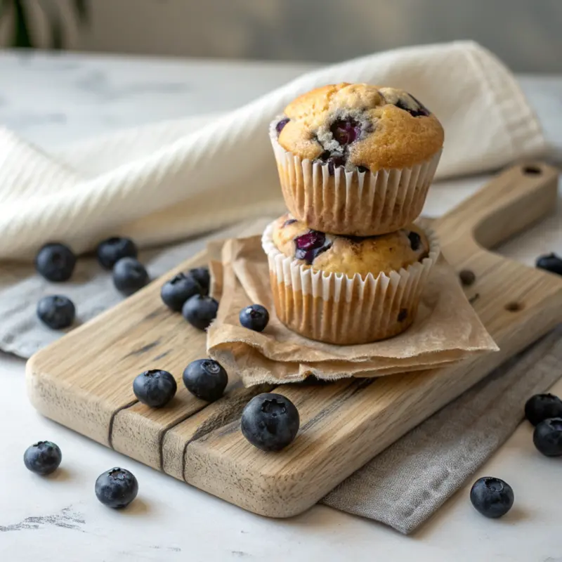 Air Fryer Blueberry Muffins serving air fryer blueberry muffins