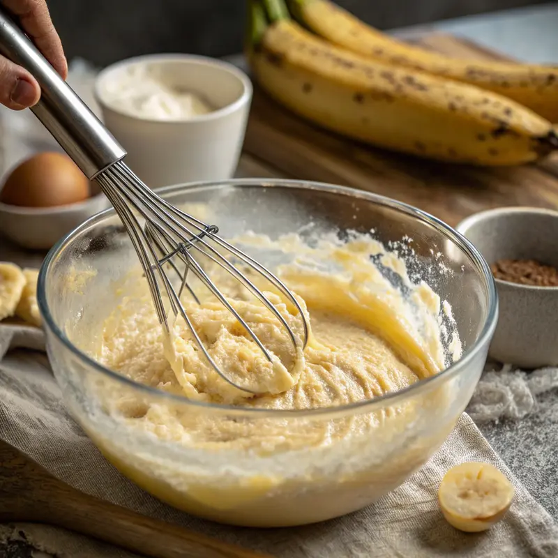 Mixing Air Fryer Banana Cake batter