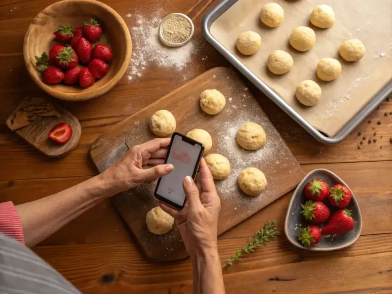 air fryer strawberry cookies Hands Making Thumbprint Indents