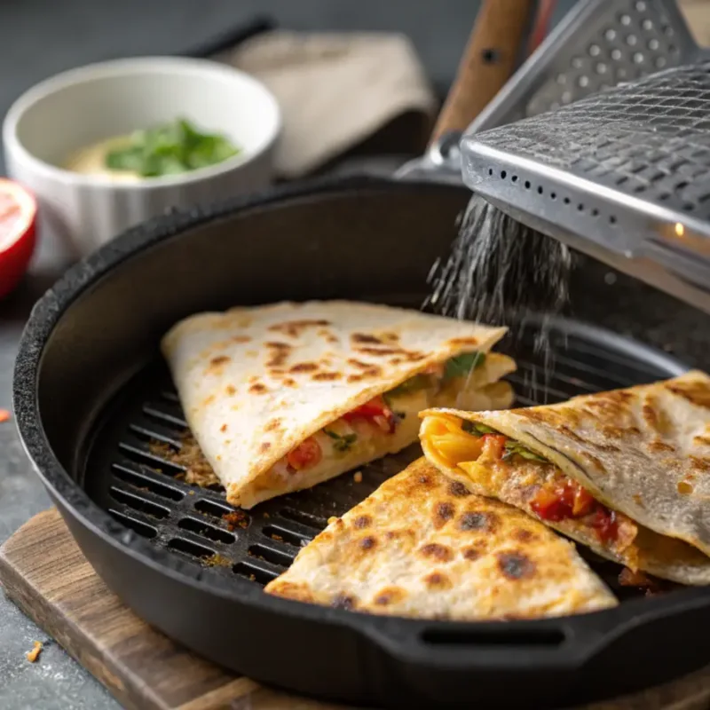 Air Fryer Chicken Quesadilla served air fryer chicken quesadilla wedges