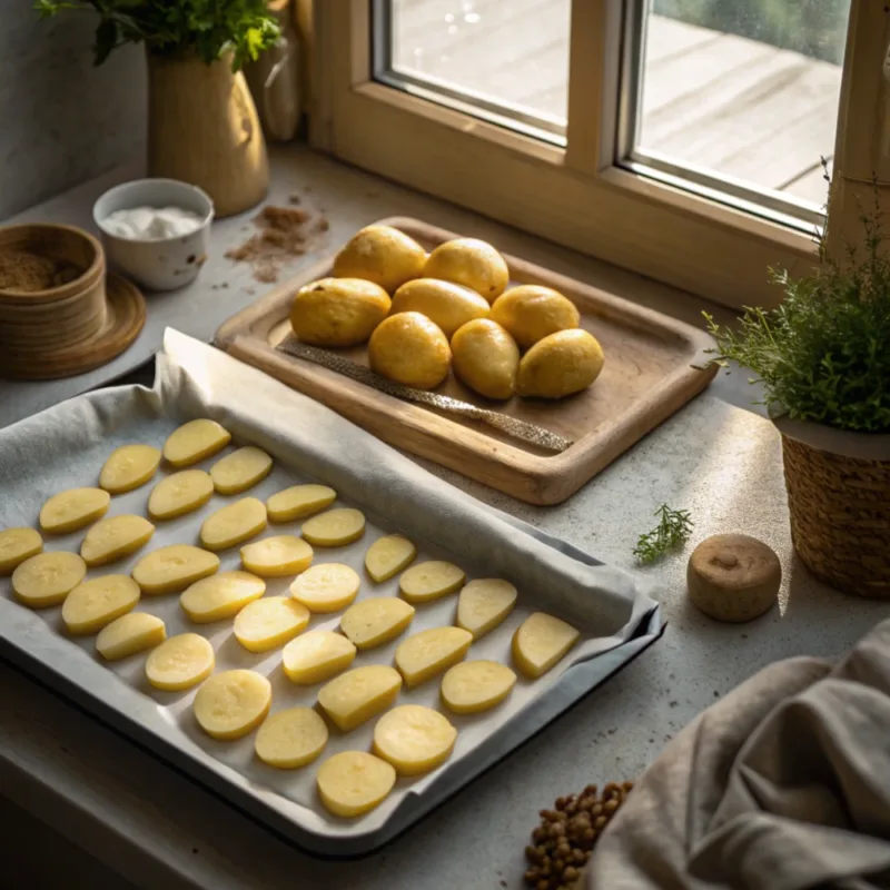 potatoes tossed in garlic parmesan mixture