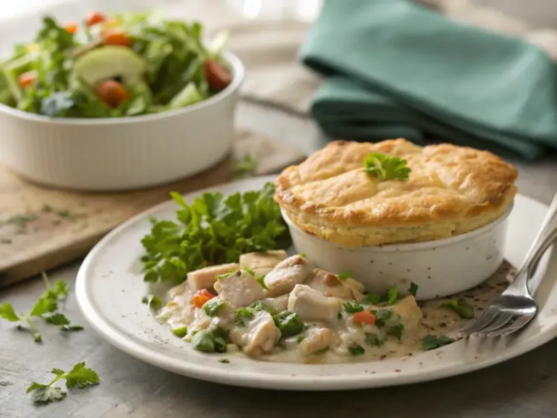 biscuit chicken pot pie Adding Cream and Biscuits to Chicken Pot Pie Filling