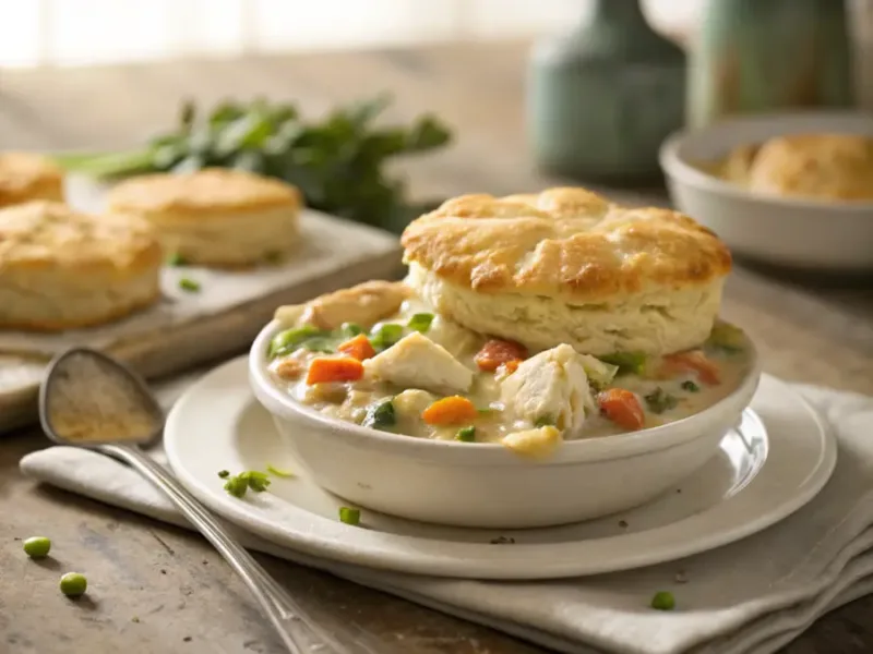 biscuit chicken pot pie Golden Baked Biscuits on Biscuit Chicken Pot Pie