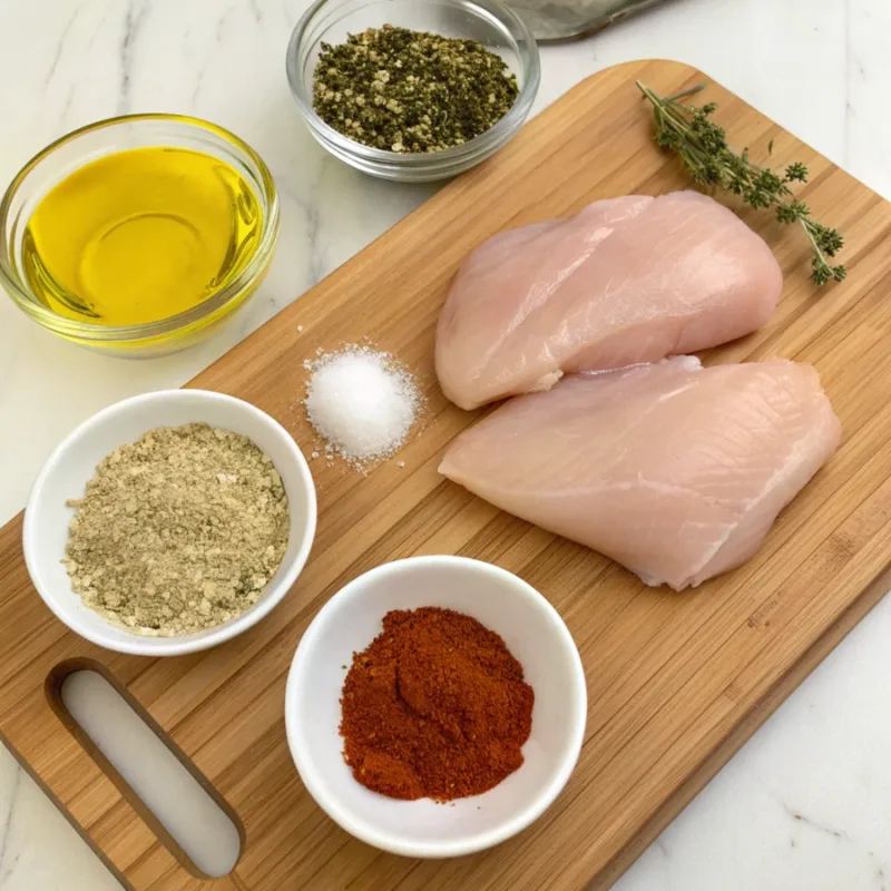 air fryer chicken breast Fresh chicken and seasonings