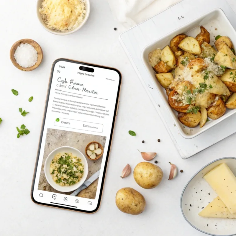 garlic parmesan potatoes recipe card layout
