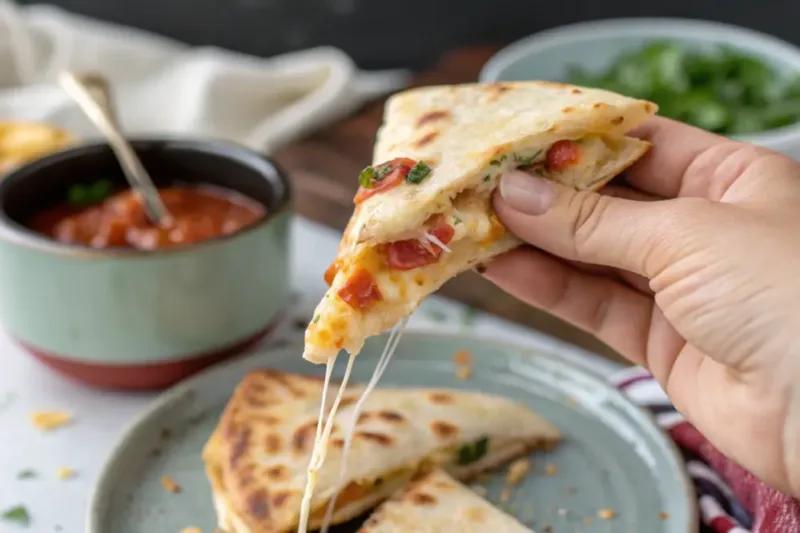 “melty cheese air fryer quesadilla close-up”