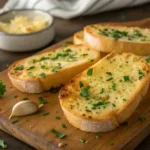 Air Fryer Garlic Bread Air fryer garlic bread with golden crispy edges and melted parmesan