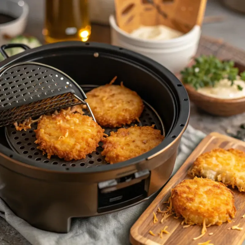 Placing hashbrowns in air fryer