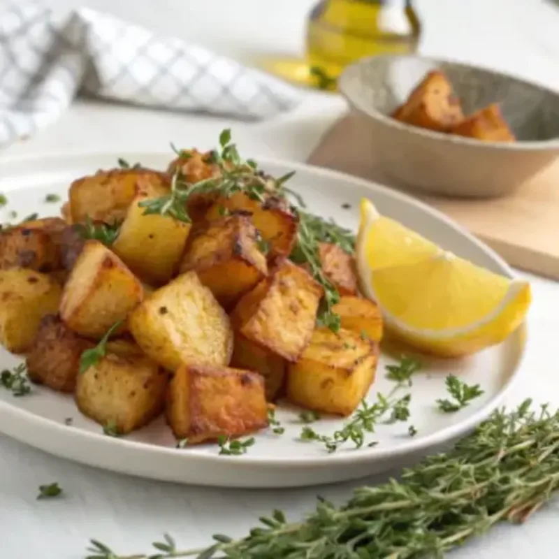 air fryer potatoes cubes serving crispy air fryer potatoes cubes