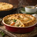 chicken pot pie with pie crust and crescent rolls Fully baked chicken pot pie with pie crust and crescent rolls