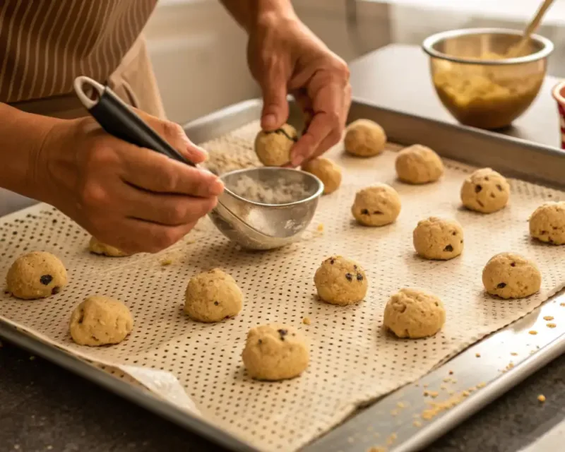 air fryer pumpkin cookies shaping cookie dough for air fryer pumpkin cookies