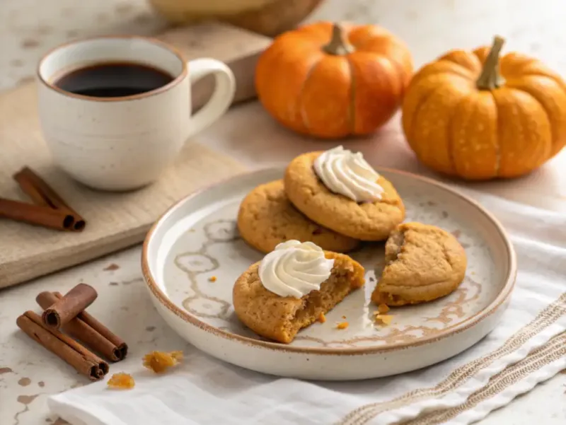 Pumpkin Pie Cookies serving pumpkin pie cookies with whipped cream