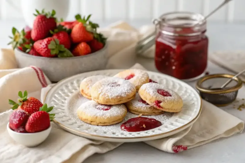 air fryer strawberry cookies Finished Cookies Served on a Pretty Plate