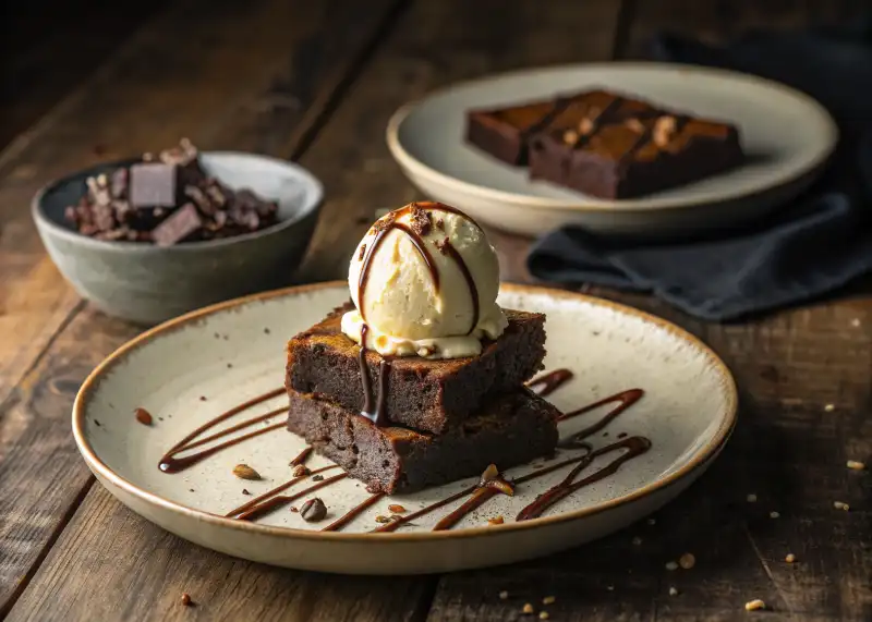 Air Fryer Boxed Brownies Air Fryer Boxed Brownies served with vanilla ice cream