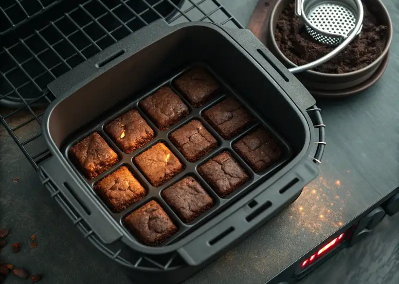 Air Fryer Boxed Brownies Air Fryer Boxed Brownies baking inside air fryer