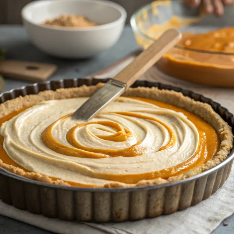 Pumpkin Cheesecake Bars Swirling cheesecake and pumpkin filling