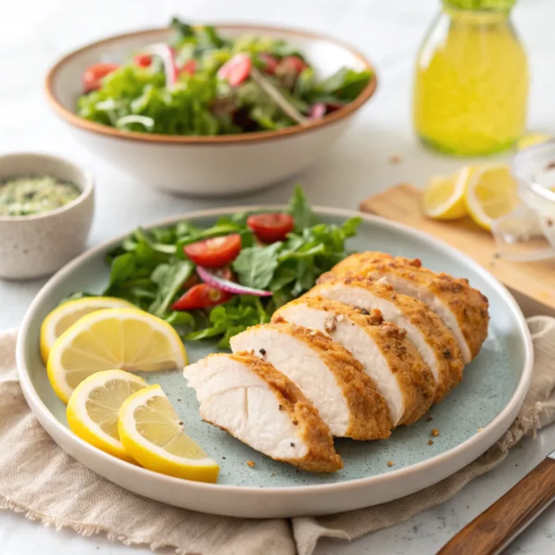 air fryer chicken breast Sliced juicy chicken