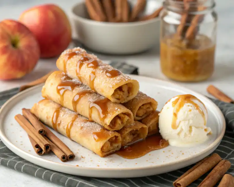 “rolling tortilla filled with apple pie filling before air fryer”