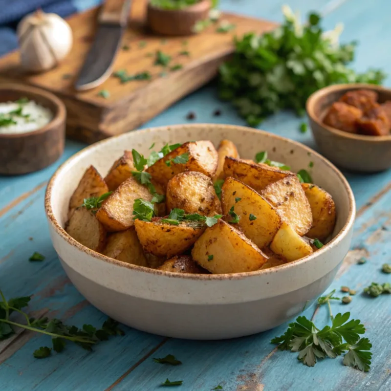 crispy roasted potatoes Serving crispy roasted potatoes”