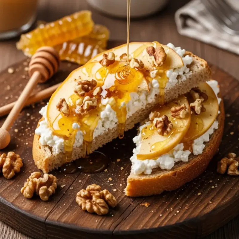 Air Fryer Apple Pie Cottage Cheese Toast Apple pie cottage cheese toast served
