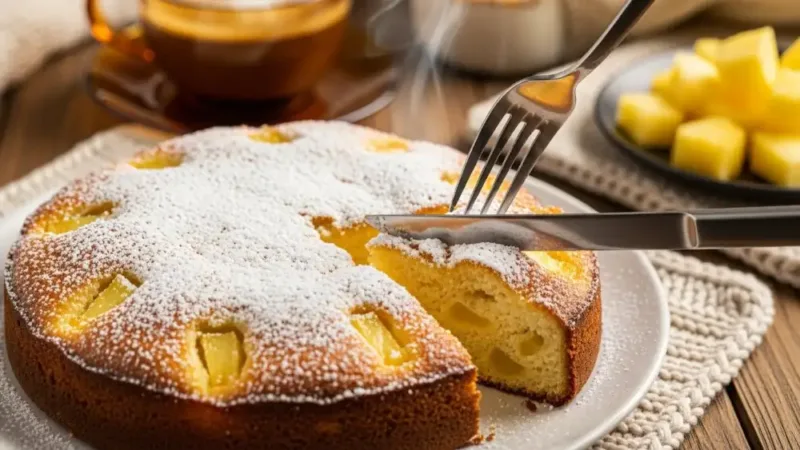 Air fryer pineapple cake served and ready to eat
