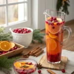 healthy christmas drinks cranberry orange punch in holiday kitchen