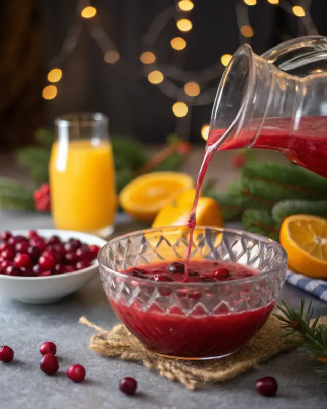 mixing juice for healthy christmas drinks