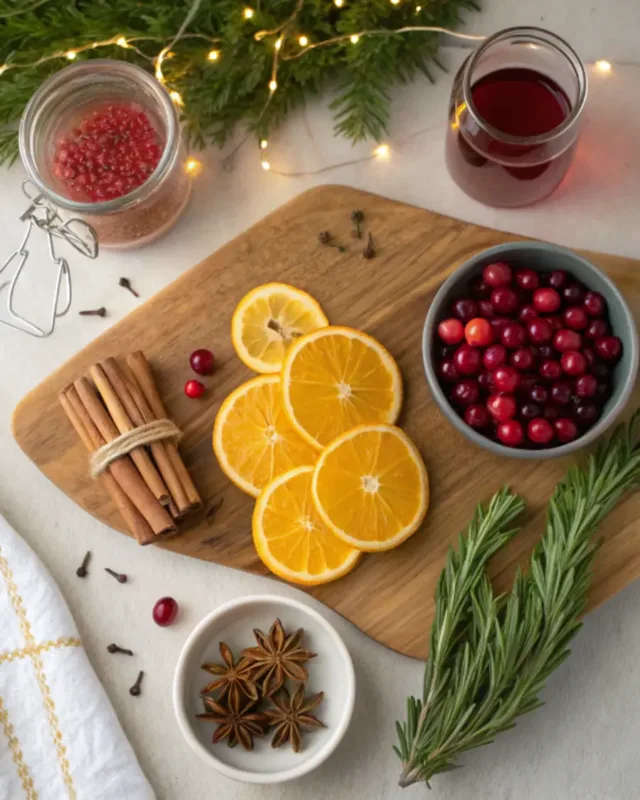 healthy christmas drinks ingredients flat lay
