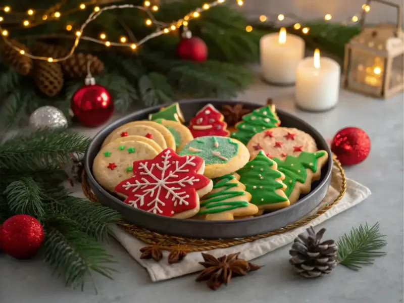air fryer christmas cookies serving platter of air fryer christmas cookies