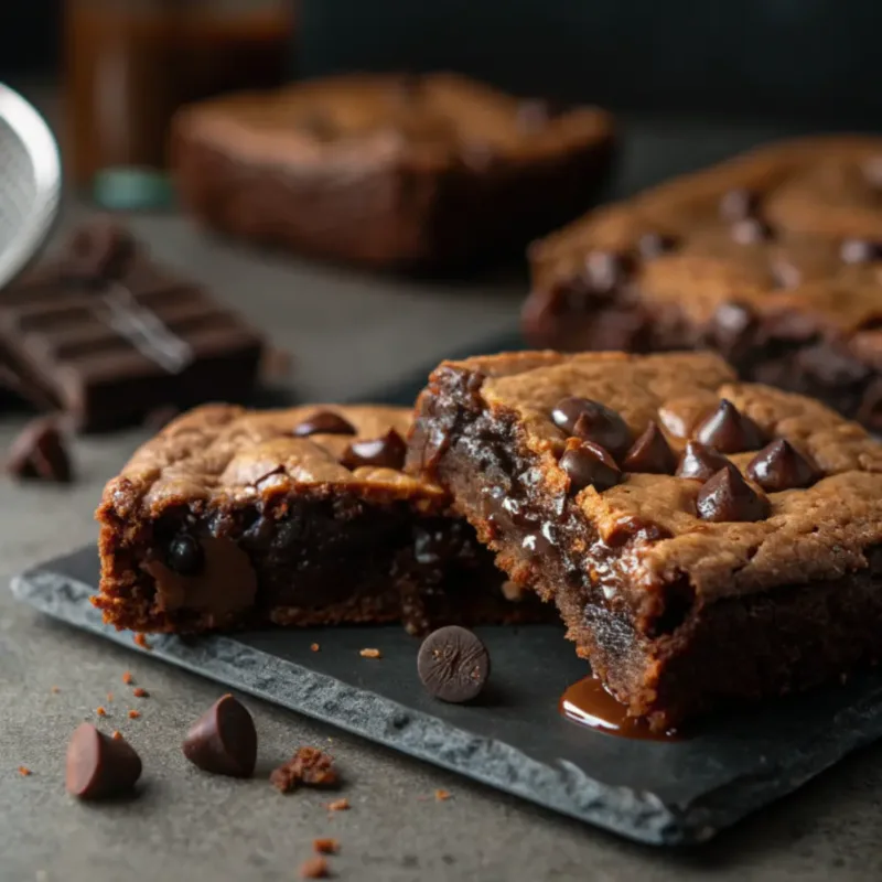 air fryer brownie with chocolate chips Air fryer brownie with chocolate chips served with vanilla ice cream